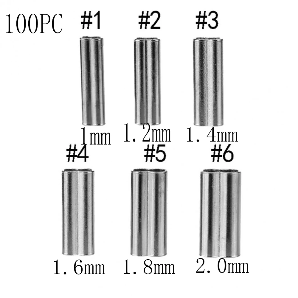 

100pcs Portable Stainless Steel Double Oval Copper Tube Oval Fishing Line Crimping Sleeves Tube Connector Fishing Wire Tube Fish