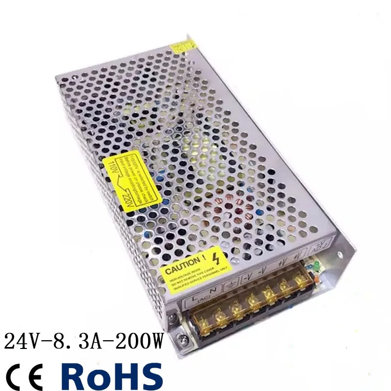 

110V/220V 8.3A 24V adjustable 200W switching power supply high quality factory Connect the monitor led stage light display