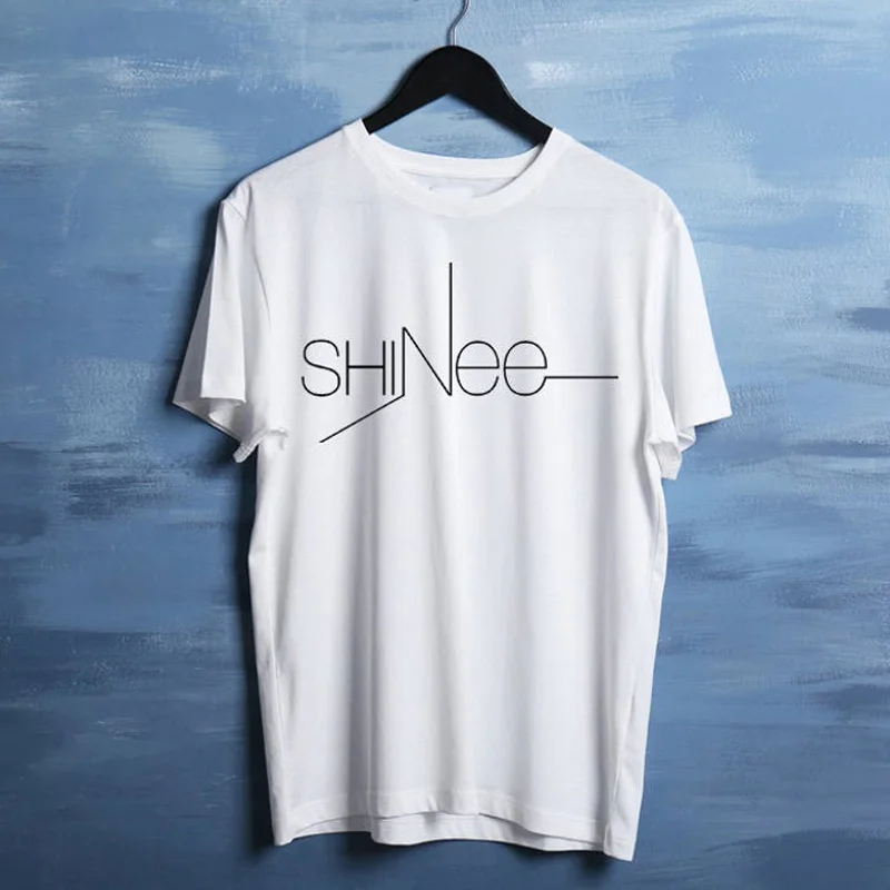 Kpop Merch Shinee World T-Shirt Women Casual Members Jonghyun Shinee Logo T Shirt Seoul Harajuku O Neck T Shirts - Цвет: Белый
