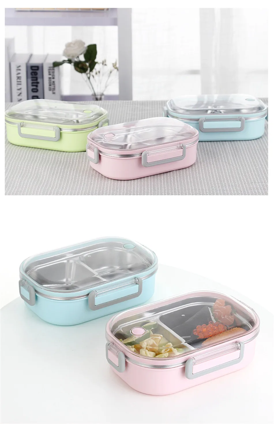 Baispo 304 нержавеющая сталь коробки для обедов герметичные Bento box термальность еда контейнер хранения столовая посуда для детей Lunchbox