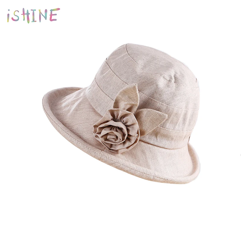 

2018 Women Summer Fisherman Hat Ladies Fashion Cotton Linen Flower Bucket Hat Female Sunscreen Anti-UV Folding Sun Hat