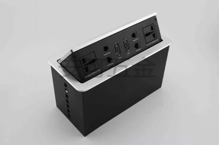 

Built in Desk Cable Grommet Power and Data 6 Positions Outlet Tabletop Cable Interconnect Box 266*130mm