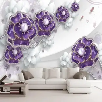 

custom photo Mural wallpapers for living room Embossed purple flowers floral wallpaper 3D murals wall paper background