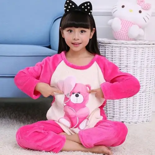 

Long Sleeve Cartoon Baby Clothing Warm Flannel Boy's Pajamas Children Sleepwear Set 2018 Children's Pajamas Set Best selling!