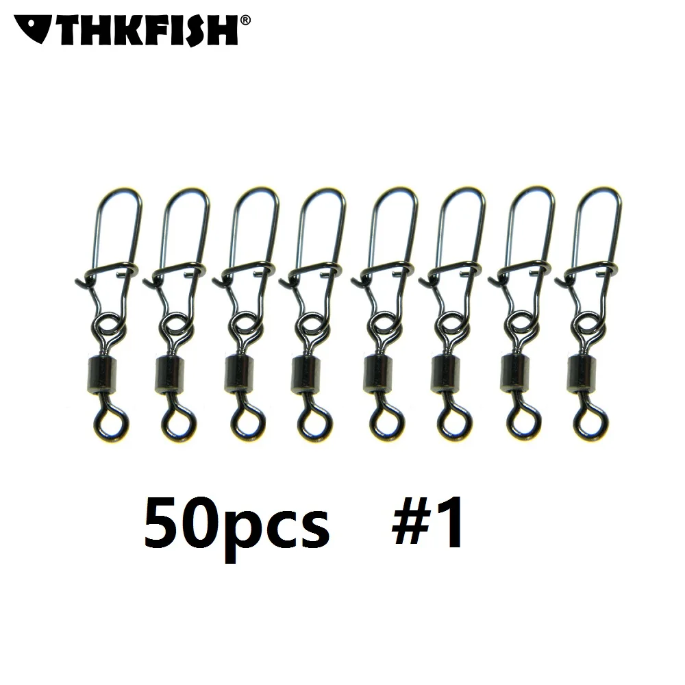

50 Pcs #1 Fishing Bearing Rolling Swivel Steel Alloy With Snap Safty Cross Lock Fishhook Lure Fish Hook Connector Fishing Tackle
