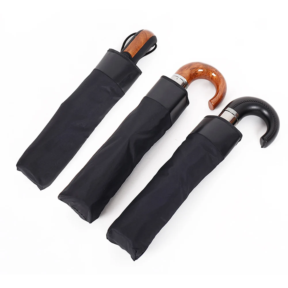 Folding Umbrella Rain Anti UV Curved Handle Portable Windproof Fashion