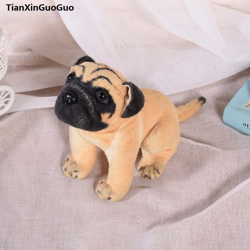 

simulation dog about 30cm squatting pug plush toy soft doll birthday gift s0421