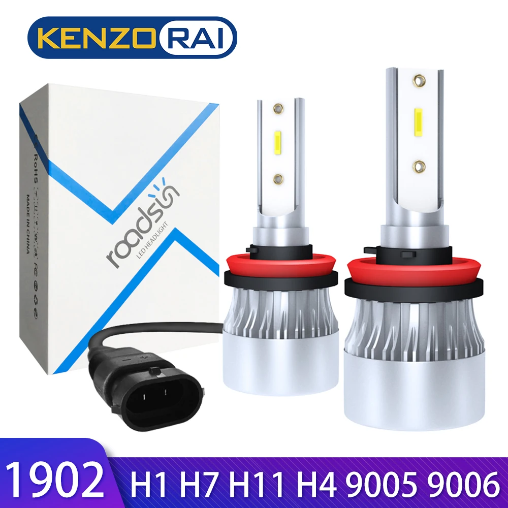 

KENZORAI H4 LED H7 Headlight Bulbs 1902 Super Bright CSP Chips Lamp H1 H8 H9 H11 9005 9006 60W 6000LM 12V 6000K White Light LED