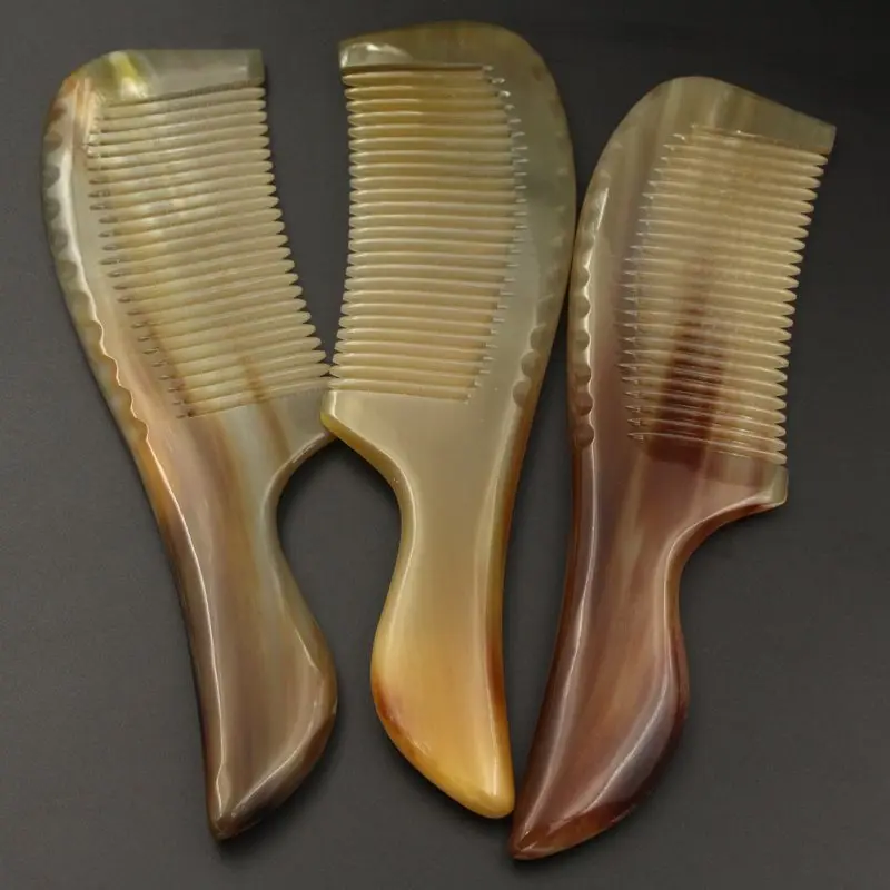 

Combs Hairdressing Natural Anti Static White Buffalo Horn Comb Hair Care Massage Brush Prevent Loss Hairbrush Gift Hot Sale