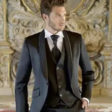 4 предмета(куртка+ штаны+ жилет+ галстук), шаль, воротник, черные мужские костюмы Custume Homme Fashion Terno Masculino, стиль, приталенный смокинг, шерсть