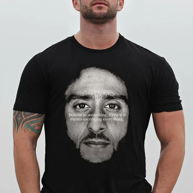 New Believe In Something Colin Kaepernick Men's Black T-Shirt I'm With Kap |
