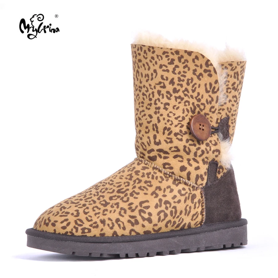 

MYLRINA Top Quality Genuine Sheepskin Leather Snow Boots Natural Fur Waterproof Women Boots Warm Wool Winter Shoes
