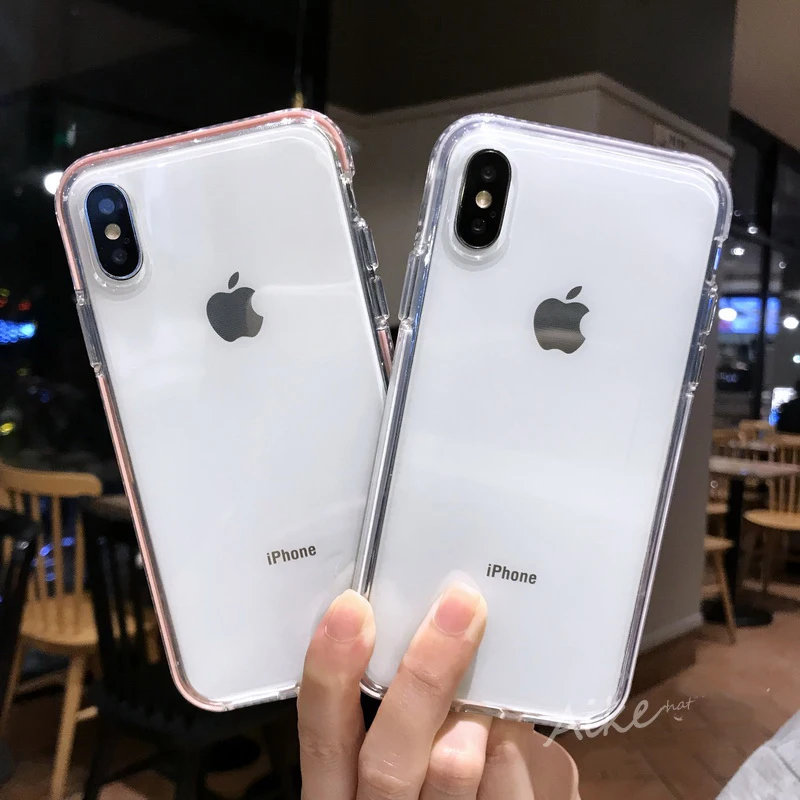

Double Color Soft Clear Case for Apple iphone 7 8 Plus X XS MAX XR 10 6 6S Plus Dual Layer Silicone Anti-Shock Protection Shell