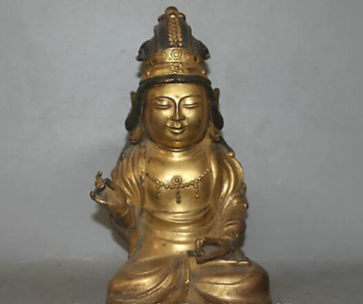 

8'' Nepal Tibet Avalokitesvara Guanyin Kwan-yin Buddha Gold Gilt Bronze Statue decoration bronze factory outlets