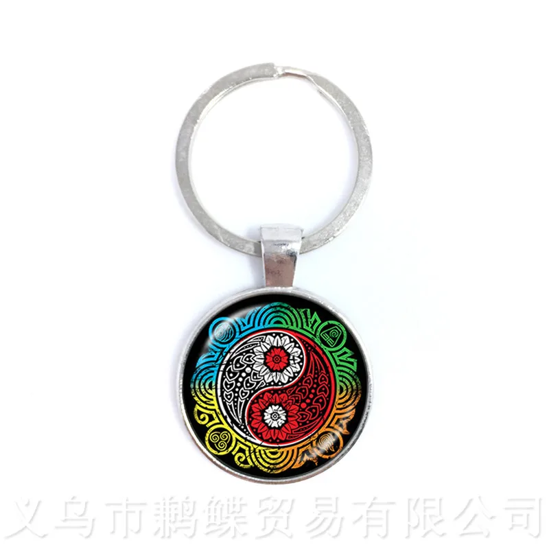 Необычные тайцзи Yinyang дизайнерские брелоки 25 мм круглые стеклянные Henn Yoga