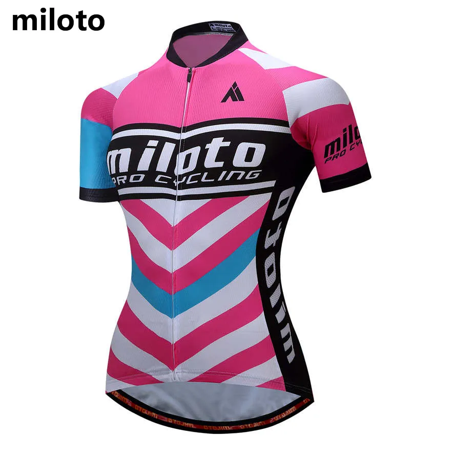 Women Ropa Ciclismo Summer Pink Cycling Jerseys Short Sleeve Miloto New