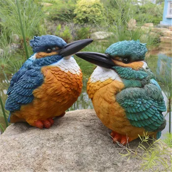 

Lovers Kingfisher Simulation Birds Animal Model Colophony Crafts Sculpture Garden View Decoration G1065