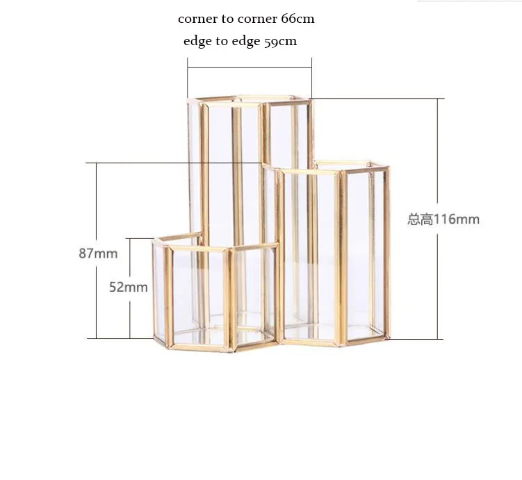 Нордический Sytle Золотой держатель ручки латунь + стекло геометрический модульный письменный стол для хранения косметики коробка