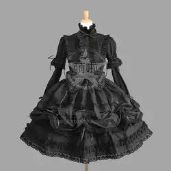 Платье Лолиты, в готическом стиле, в стиле «лолита», французское великолепные Косплэй костюм с поясом-бантом; рукава с гофрированными