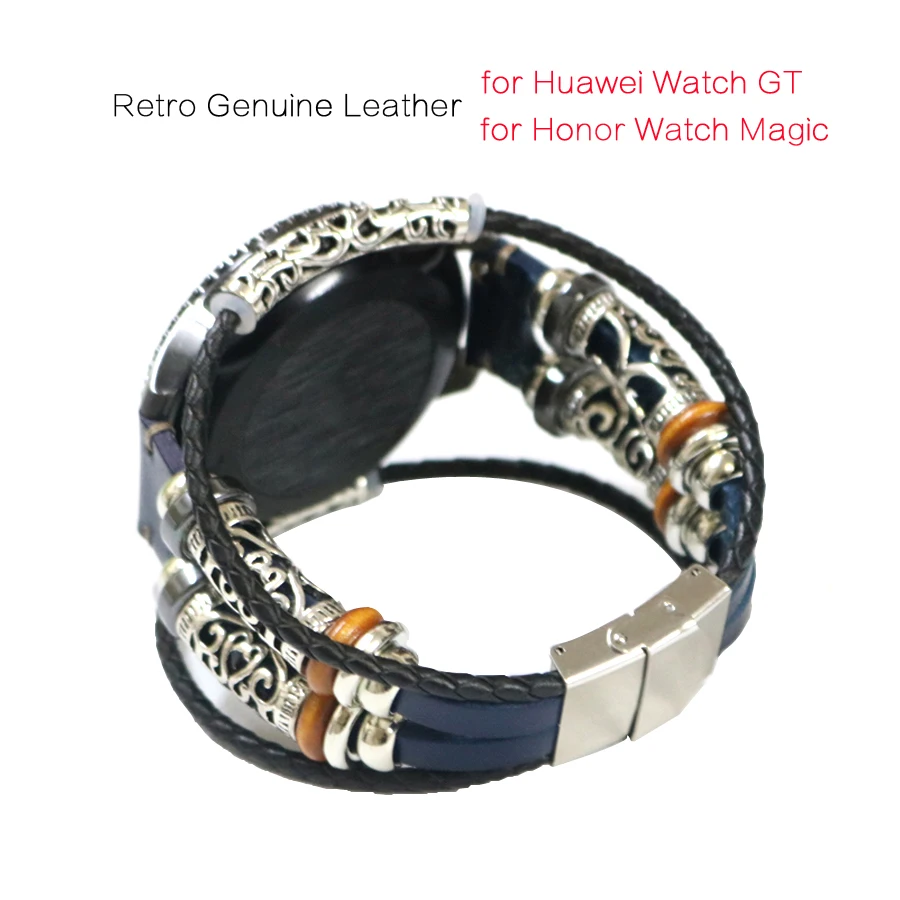 

Ремешок для часов Huawei Watch GT, сменный Браслет из натуральной кожи в стиле ретро для смарт-часов Honor Watch Magic, 22 мм
