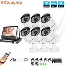 Беспроводная система наблюдения сеть 10," ЖК-монитор сетевой видеорегистратор wi-fi-комплект 6CH 960P HD видео входы 6PS 1.3MP камера безопасности