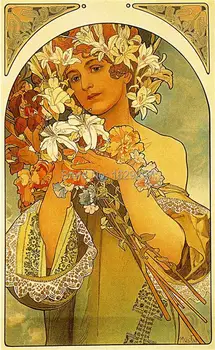 

High quality Flower 1897 Alphonse Mucha oil painting canvas Hand painted Portrait Modern Art Reproduction