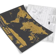 1 шт. Deluxe черный карта мира Сотрите персонализированные Карта путешествий для украшения дома стены Стикеры без цилиндра(42,3*30 см