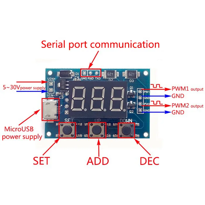 DC 5-30 в Micro USB 5 В мощность независимый генератор pwm 2 канала двойной способ цифровой светодиодный рабочий цикл импульсная частота Доска модуль