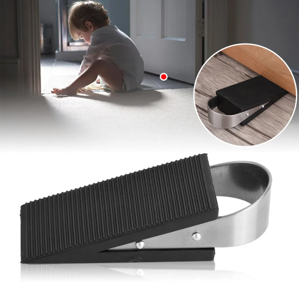

1pcs Rubber Door Stopper Block Guard Wind Dust Blocker Stopper Protector For Home Children Office With Stainless Steel Han