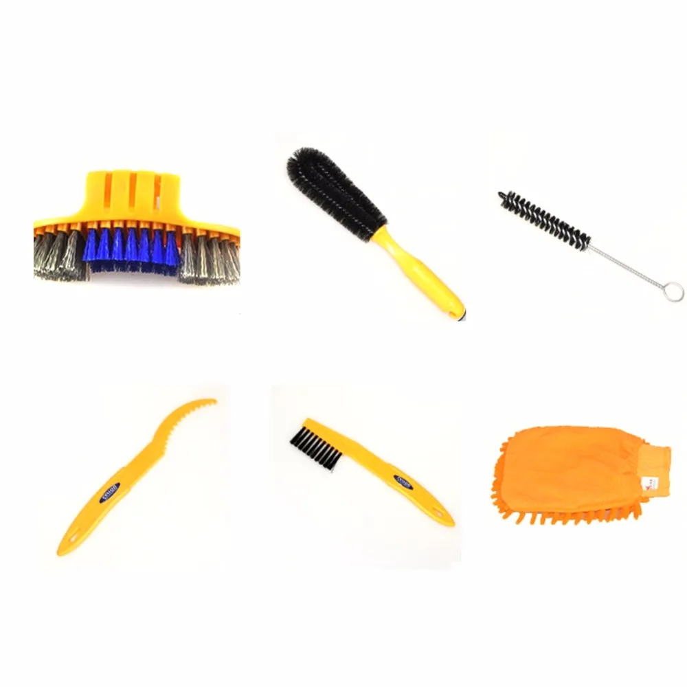 6pcs/lot Clean Tire Brushes Tool Kits set Mountain Road Bike Cleaning Gloves Bicycle Cleaing Kits Cycling Cleaning