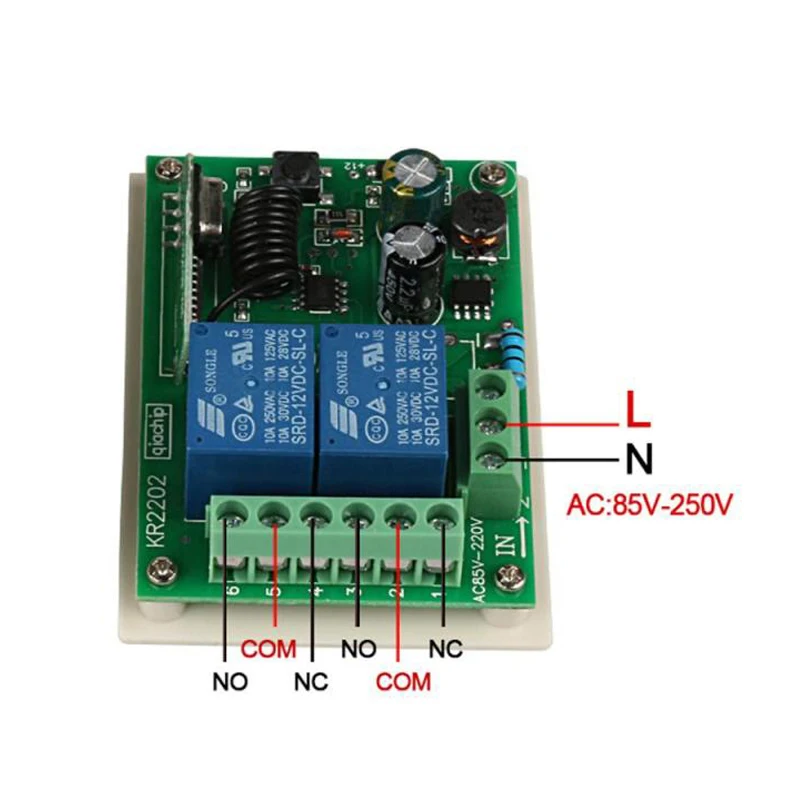 QIACHIP 433 МГц AC 110 V 220 V 2 CH Универсальный Беспроводной удаленного Управление переключатель ВЧ реле приемник обучения кнопку свет Смарт Модуль