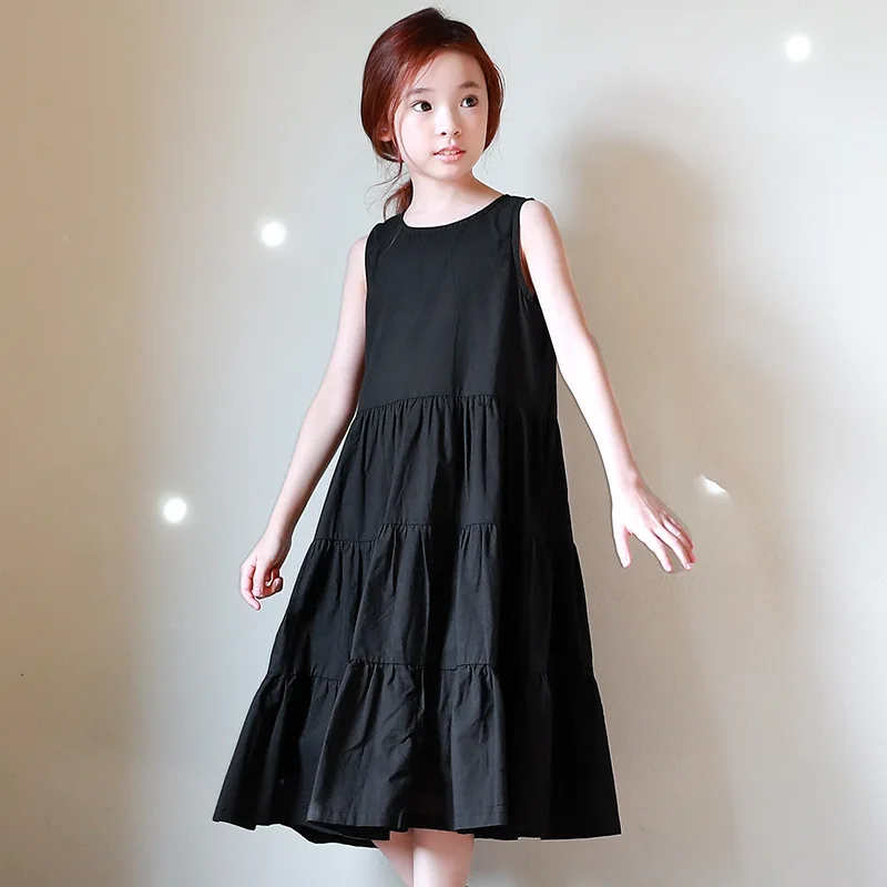 

Brand 2019 New Summer Children Beach Dress Sleeveless Kids Vest Dress Baby Princess Dress Girls Cotton Dress for Teenage,#3847