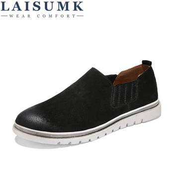 

2019 LAISUMK Men Casual Shoes Fashion Men Shoes Genuine Leather Men Flats Driving Moccasins Slip On Loafers Sapatos Homens