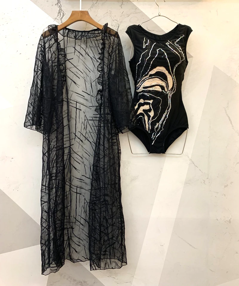 

2019 Summer Women Swimsuit Bikini One Piece Swimsuit Cover Up Sexy Beach Cover Ups Long Dress Elegant Solid Beach Bathing Suit