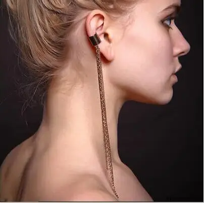 

Retro Siamese clip earrings, do not pierce female long earring clips, do not pierce earrings female jewelry accessories factory