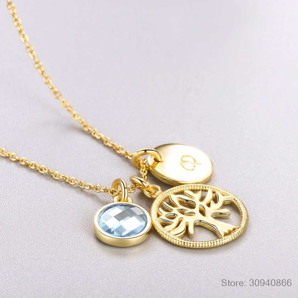 LEKANI синие кристаллы от Swarovski дерево жизни кулон ожерелье DIY модные ошейники Настоящее серебро S925 ювелирные украшения для женщин девочек