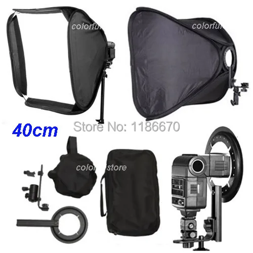 40 X 40cm 16" Soft Box Softbox Kit For Canon 430ex 580ex Ii Nikon Sb600