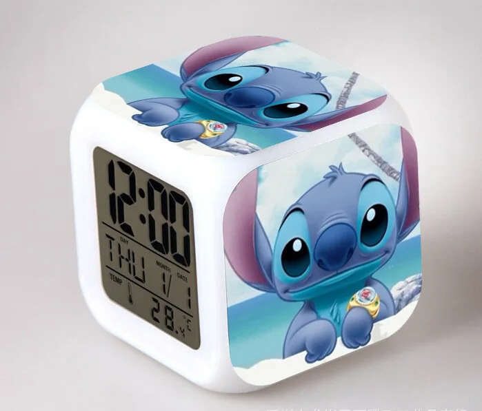 Lilo& Stitch мультфильм детский будильник wekker цифровой будильник игрушки led reloj despertador wake up light reveil настольные часы - Цвет: 1