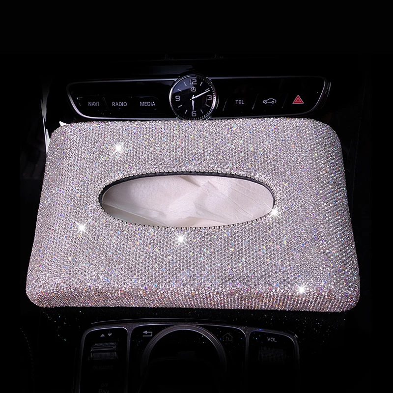 Роскошный Алмазный автомобильный тканевый ящик Полный Кристалл Диаманте блок тип коробки для салфеток держатель женский автомобильный Стайлинг авто аксессуары