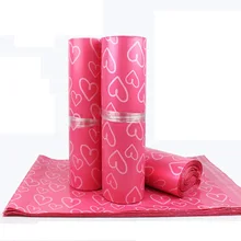 Quevinal 500 шт./лот розовый узор сердце Пластик почтовые пакеты Поли Мейлер Самоуплотняющаяся Mailer упаковочный конверт курьерской Экспресс-мешок