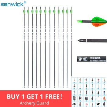 

Senwick 5/12/24pcs Pure Carbon Arrow 32 Inches Spine 400 Fast Speed Feather for Recurve/Compound Bow Archery Hunting