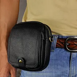 Винтажная сумка через плечо Мужская Хип-бум ячейка/мобильный чехол для телефона поясная сумка Мужская натуральная кожа яловая Фанни