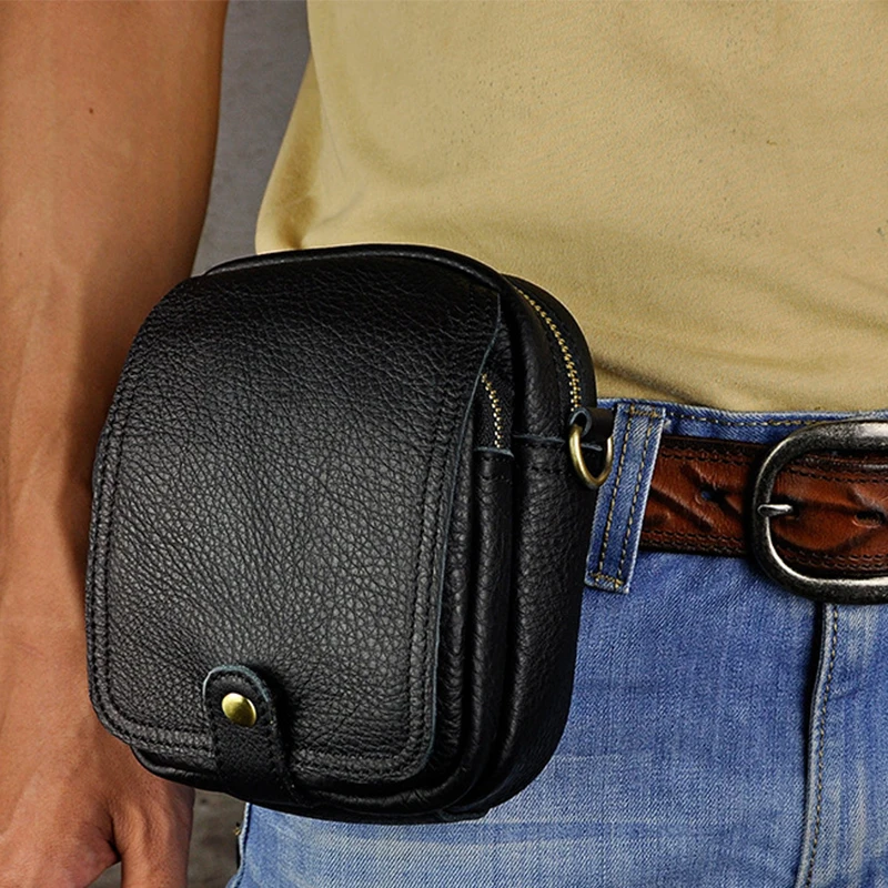 

Vintage Shoulder Cross Body Bag Male Hip Bum Cell/Mobile Phone Case Belt Bag Men Genuine Leather Cowhide Fanny Waist Pack Bag