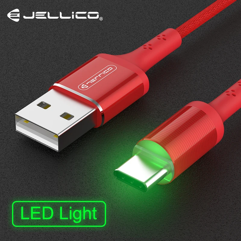 

Jellico LED Light Type C USB Cable For Samsung Galaxy S9 USB C Cable Type-C Fast Charging Data Cable for Huawei Xiaomi Mi6 Cord