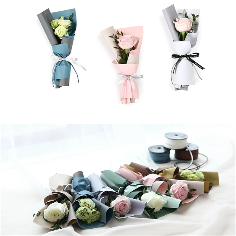 Coreano Impermeabile di Imballaggio Involucro di Carta Da Imballaggio del Regalo di Colore del Doppio Nebbia Fiorista Bouquet di Fiori Forniture 10 pz