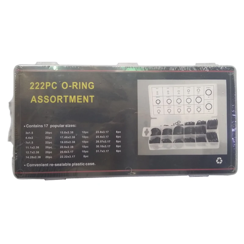 222Pcs Rubber O Ring Oring Seal Plumbing Garage Set Kit 17 Sizes With Caserubber o ringoring