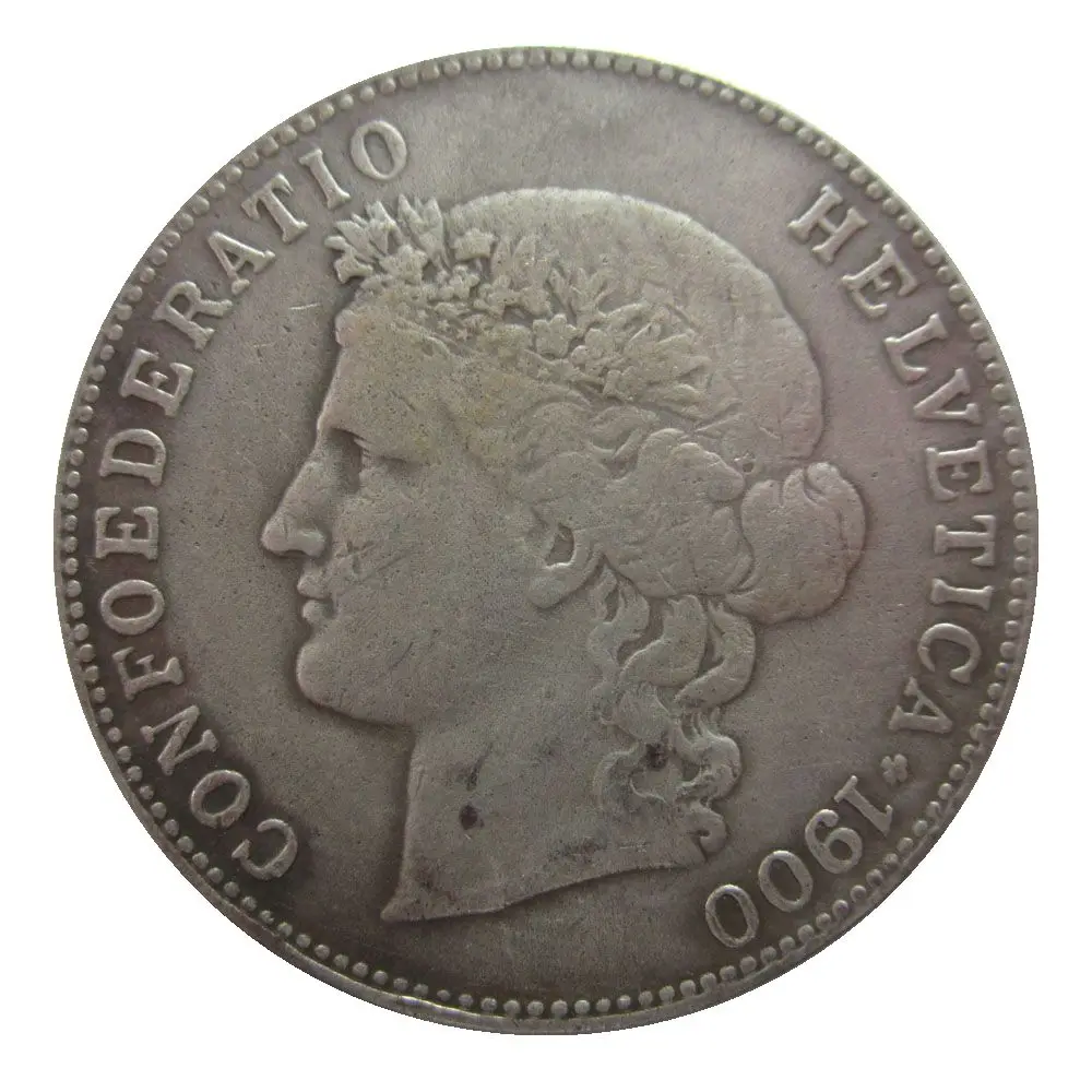 Date 1888 1889 1890 1891 1892 1894 1896 1900 5Fr Swiss Coins COPY - Цвет: 1900