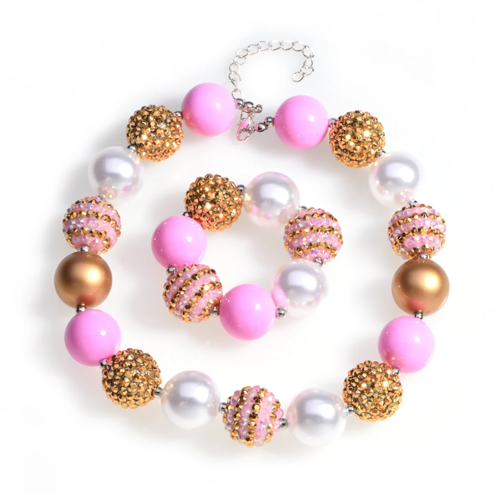 Simple Pure Color Chunky Bead Necklace Girls Bubblegum Necklace and
