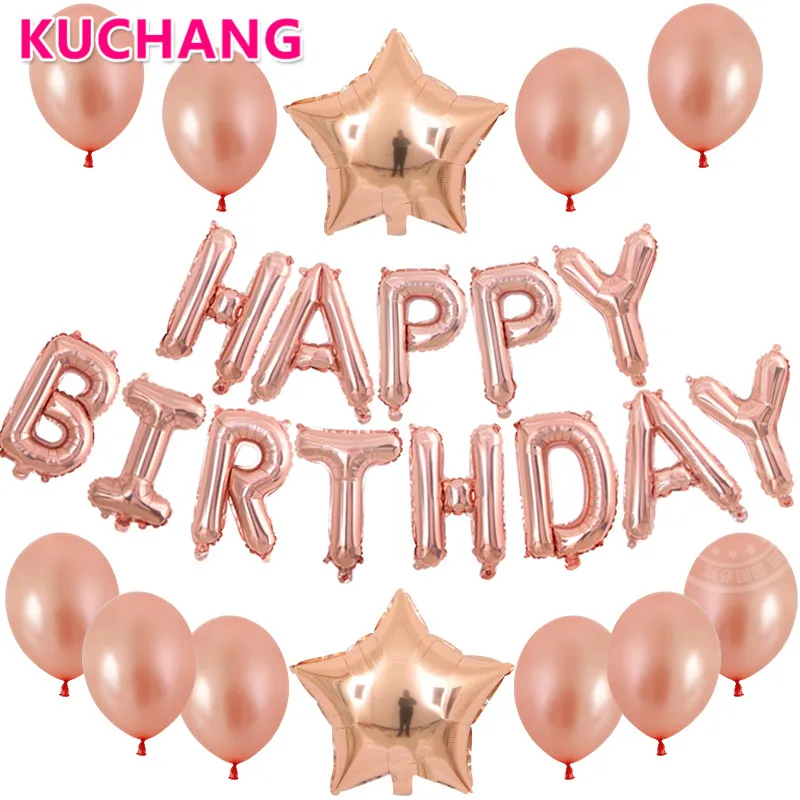 Латексные шары украшение в виде букв Happy Birthday из розового золота 25 шт./лот 16 дюймов