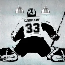 Хоккейный Вратарский игрок, настенная наклейка, наклейка на стену, персонализированное имя, номер, домашний декор, наклейка на стену s для детской комнаты, мальчик, спальня A184